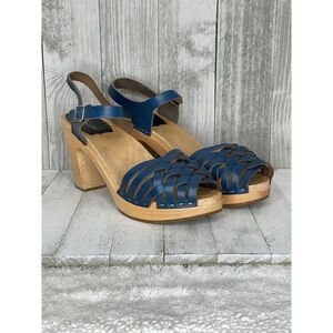 Hasbeen of Sweden Blue Woven Leather Sandals Size 41 WORN ONCE